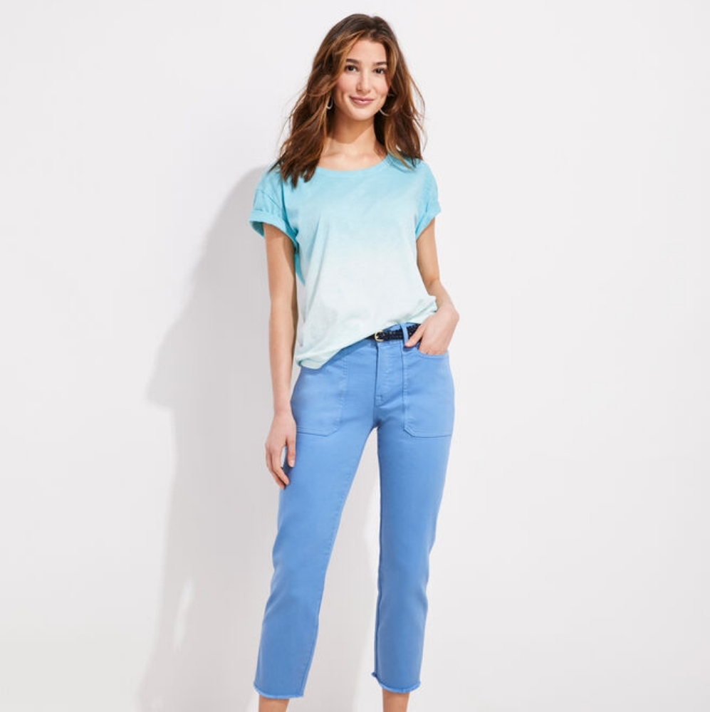 NWT Vineyard Vines Straight Cropped Utility Jamie Jeans Breaker Blue